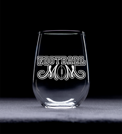 Football Mom Stemless Wine glass, 17 oz. - Football Mom Themed Gift for Women