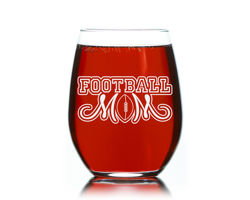 Football Mom Stemless Wine glass, 17 oz. - Football Mom Themed Gift for Women
