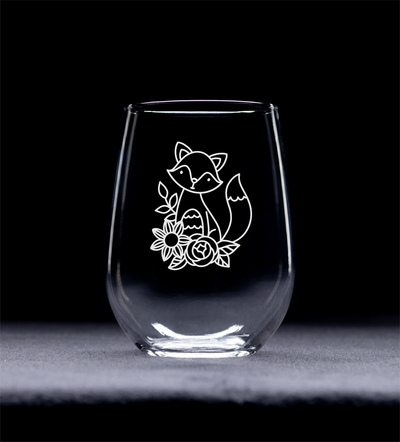 Fox stemless wine glass, 17 oz. - Gift for Fox Lovers for Men and Women (Style F2)