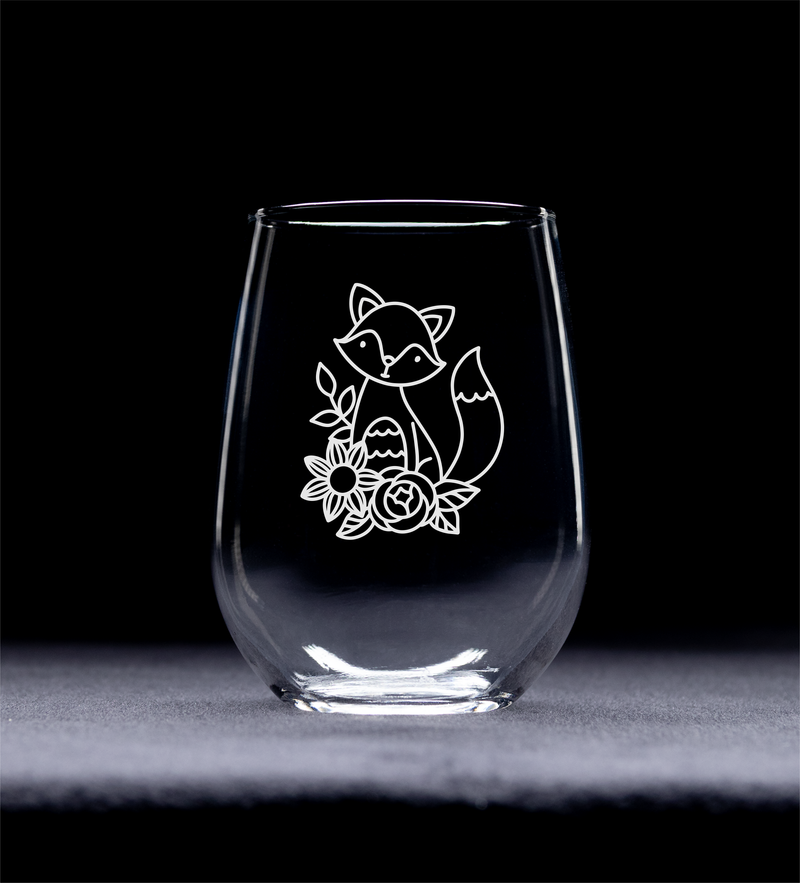 Fox stemless wine glass, 17 oz. - Gift for Fox Lovers for Men and Women (Style F2)