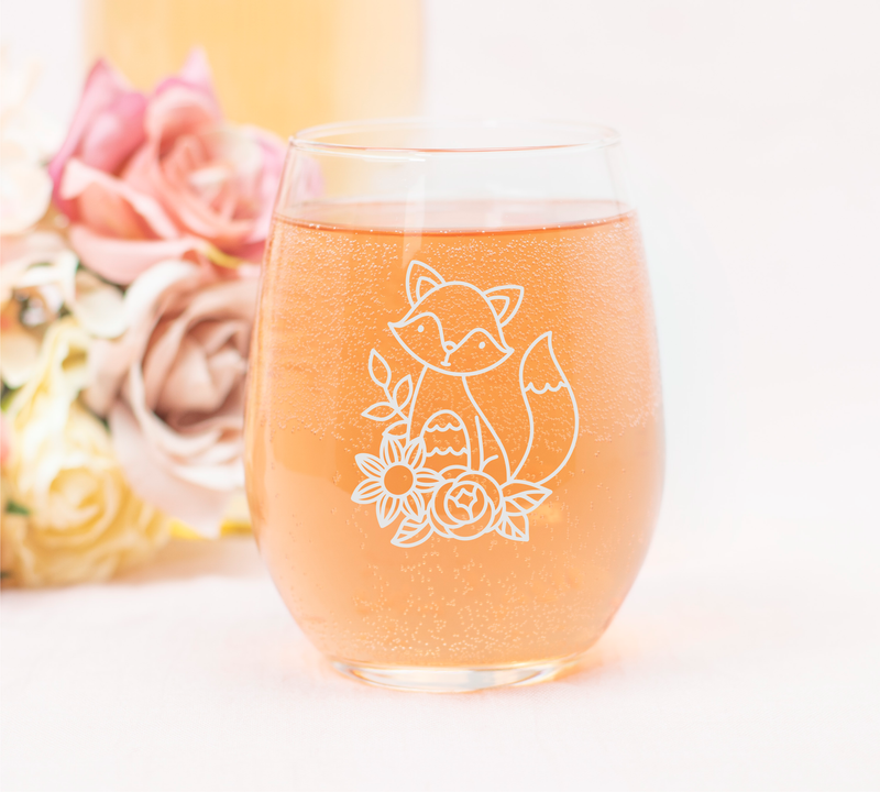 Fox stemless wine glass, 17 oz. - Gift for Fox Lovers for Men and Women (Style F2)