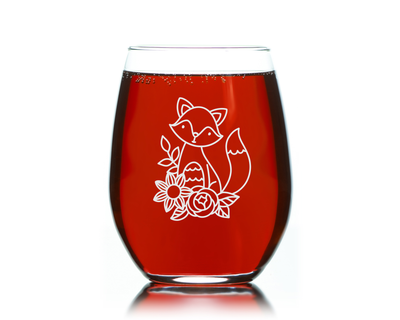 Fox stemless wine glass, 17 oz. - Gift for Fox Lovers for Men and Women (Style F2)