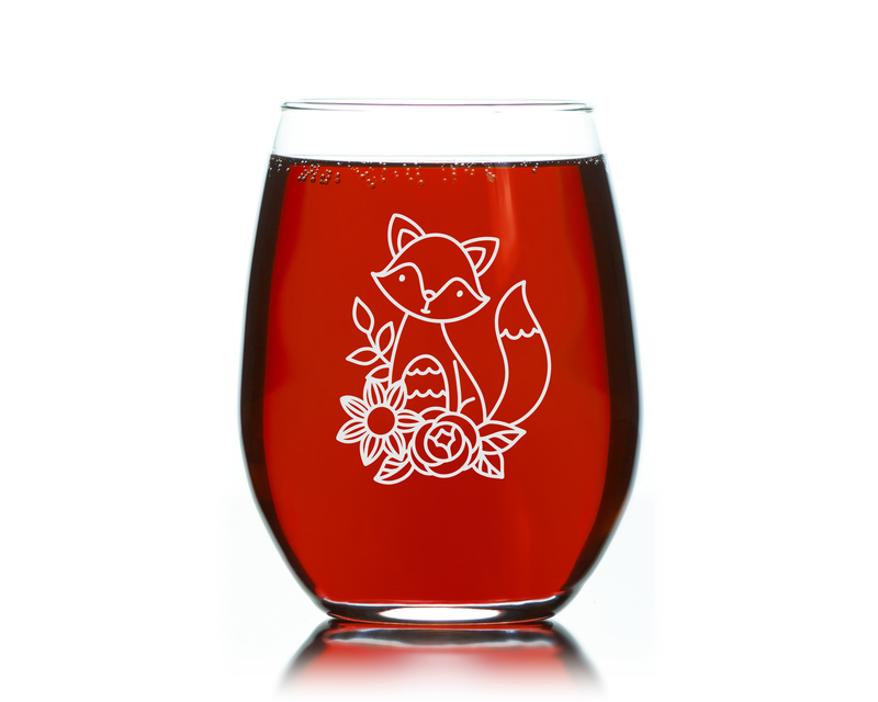 Fox stemless wine glass, 17 oz. - Gift for Fox Lovers for Men and Women (Style F2)