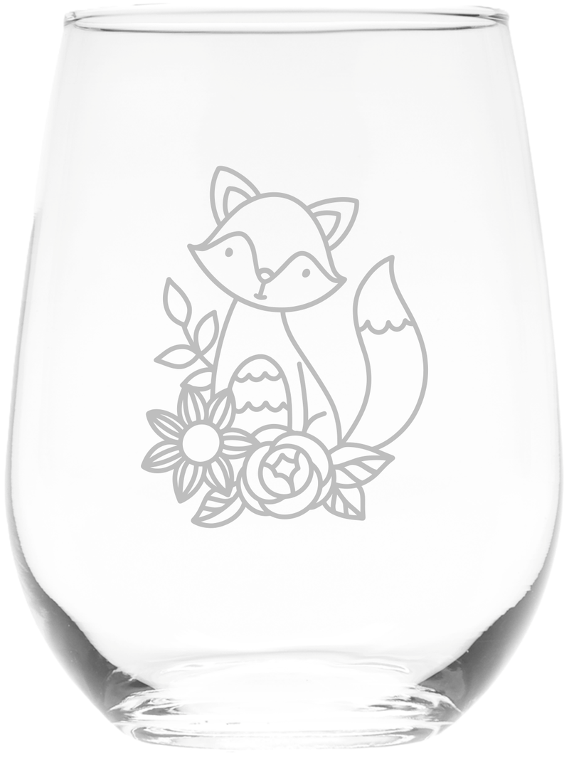 Fox stemless wine glass, 17 oz. - Gift for Fox Lovers for Men and Women (Style F2)