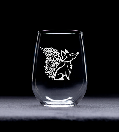 Fox Stemless Wine Glass - Fox Themed Gift for Women and Men - 17 oz. (Style F3)