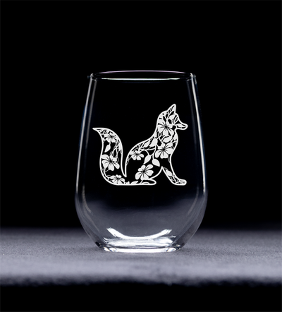 Fox Stemless Wine Glass - Fox Themed Gift for Women and Men -  17 oz. (Style F5)