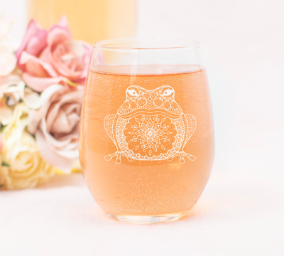 Frog Stemless Wine Glass - Frog Themed Gift for Women and Men - 17 oz.