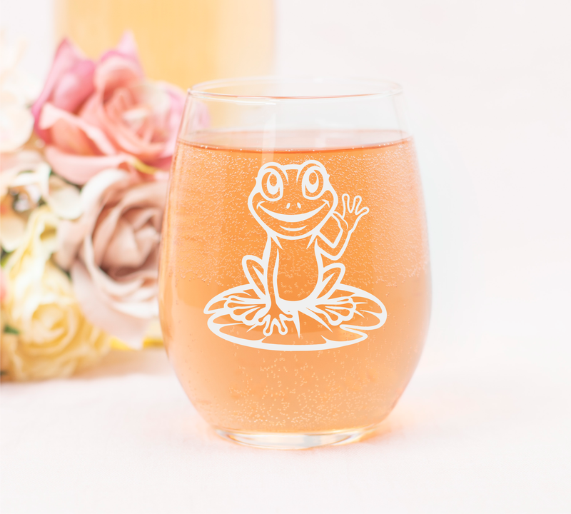 Frog Stemless Wine Glass - Frog Themed Gift for Women and Men - 17 oz. (Style F2)