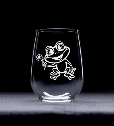 Frog Stemless Wine Glass - Frog Themed Gift for Women and Men - 17 oz. (Style F3)