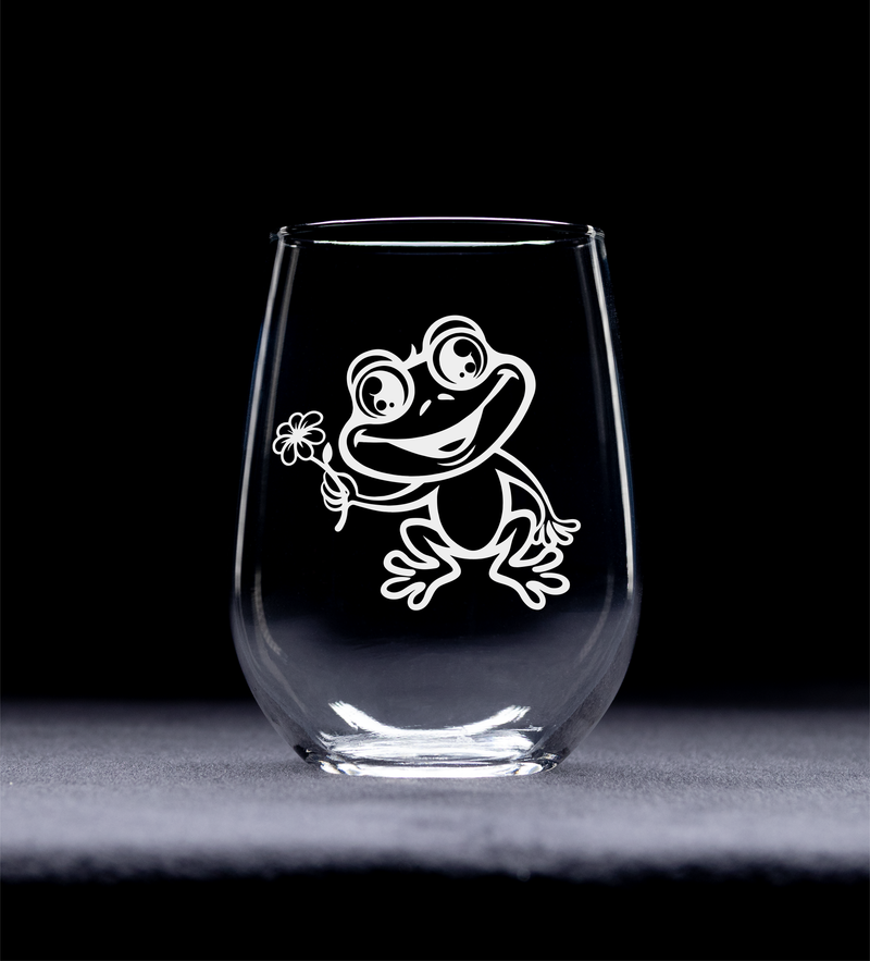 Frog Stemless Wine Glass - Frog Themed Gift for Women and Men - 17 oz. (Style F3)