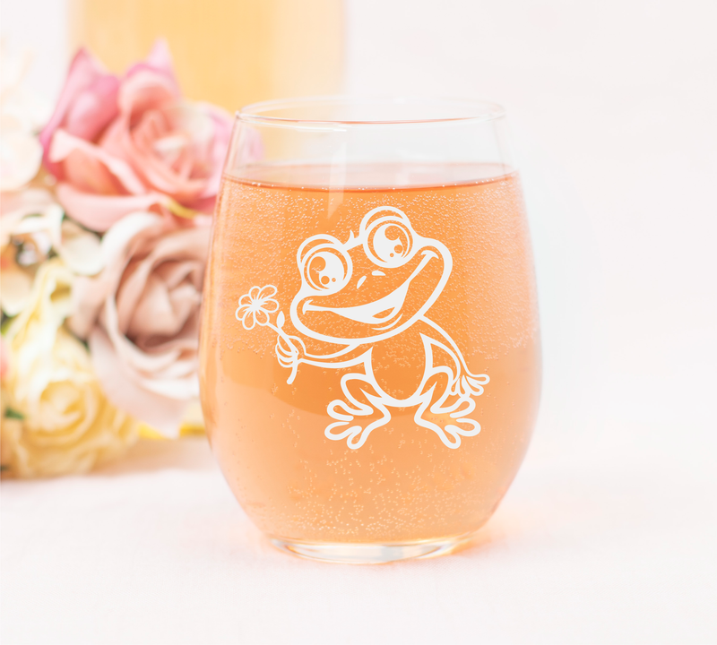 Frog Stemless Wine Glass - Frog Themed Gift for Women and Men - 17 oz. (Style F3)
