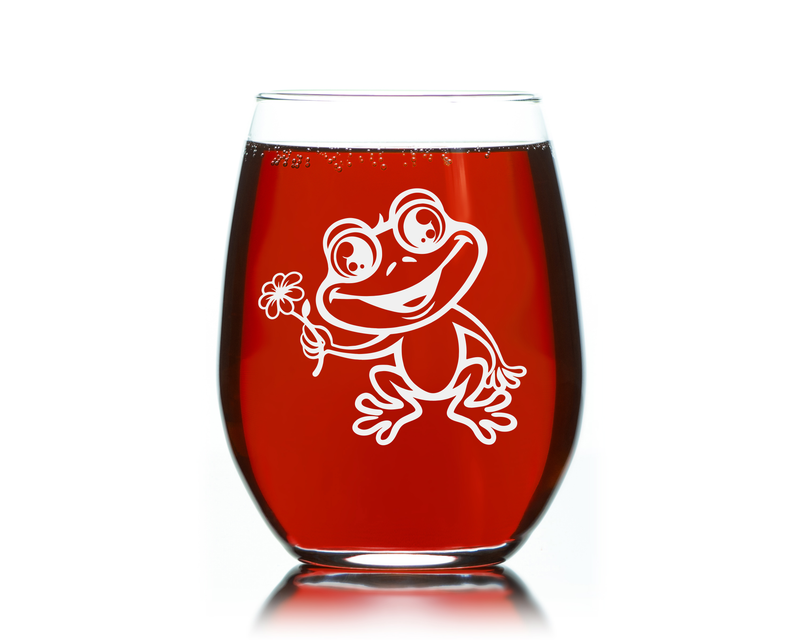 Frog Stemless Wine Glass - Frog Themed Gift for Women and Men - 17 oz. (Style F3)