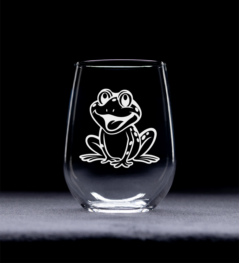 Frog Stemless Wine Glass - Frog Themed Gift for Women and Men - 17 oz. (Style F4)