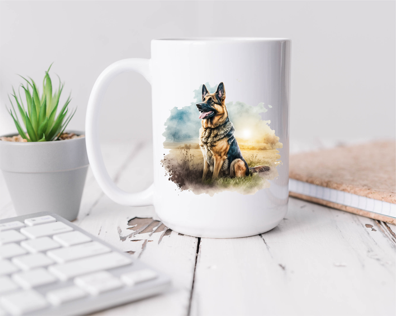 German Shepherd Coffee Mug - 15 oz.  Dog Lover Gift, German Shepherd Coffee Cup