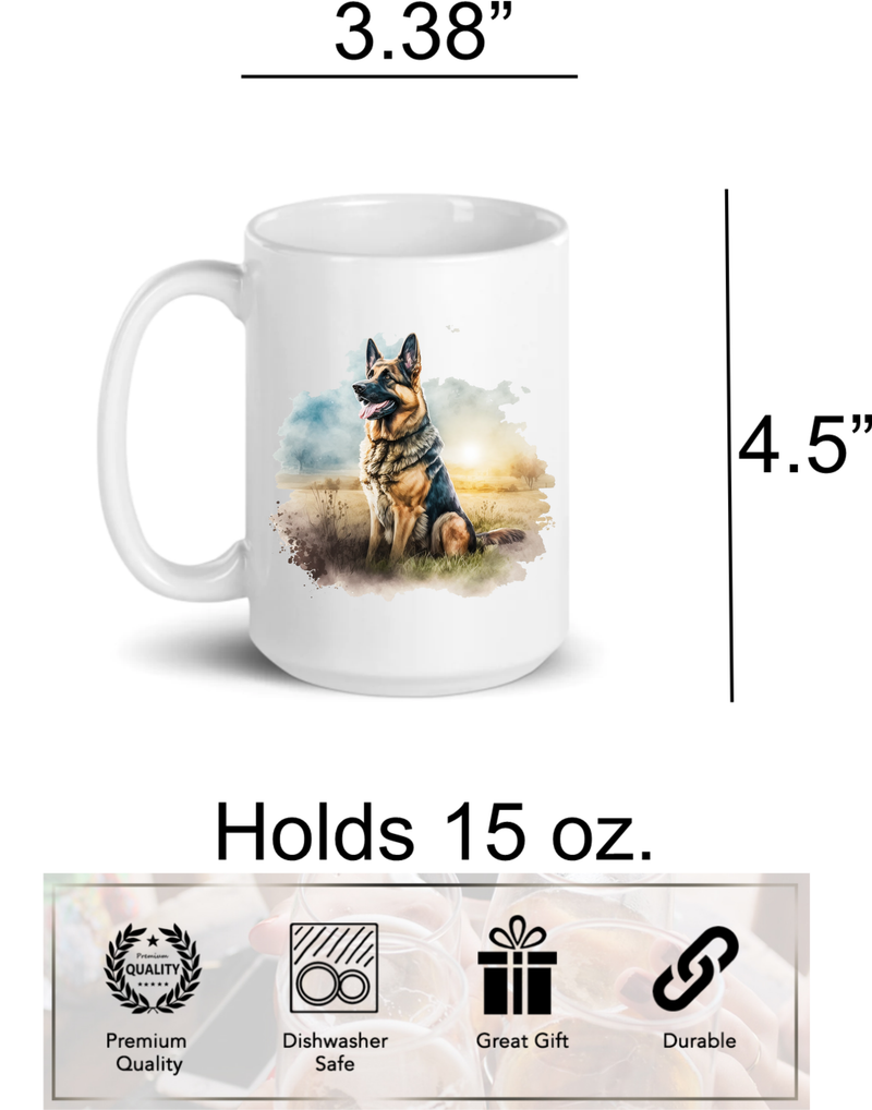 German Shepherd Coffee Mug - 15 oz.  Dog Lover Gift, German Shepherd Coffee Cup
