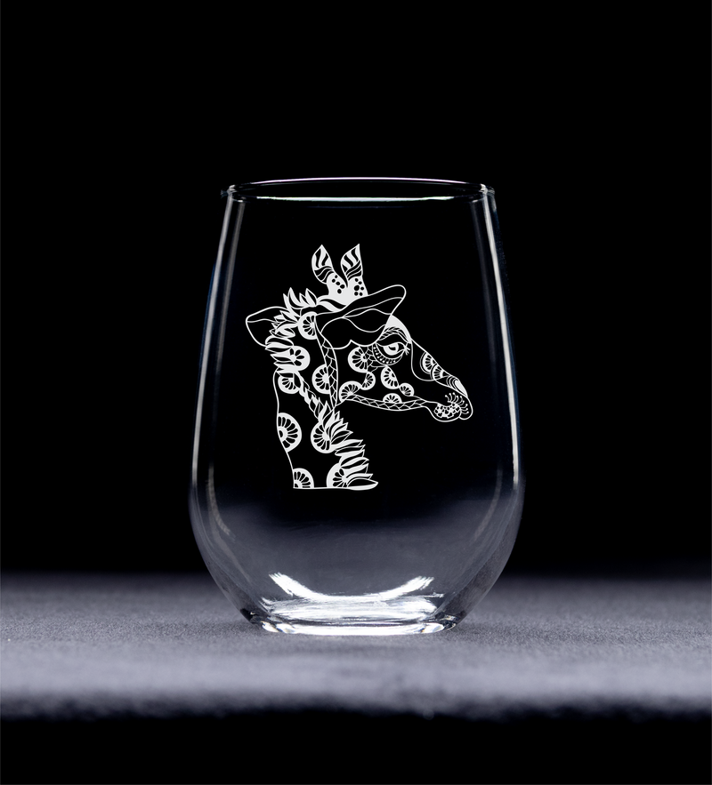 Giraffe Stemless Wine Glass, 17 oz. - 1 Piece - Giraffe Themed Gift for Men and Women