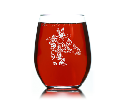 Giraffe Stemless Wine Glass, 17 oz. - 1 Piece - Giraffe Themed Gift for Men and Women