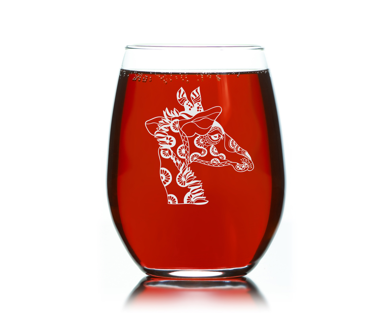 Giraffe Stemless Wine Glass, 17 oz. - 1 Piece - Giraffe Themed Gift for Men and Women