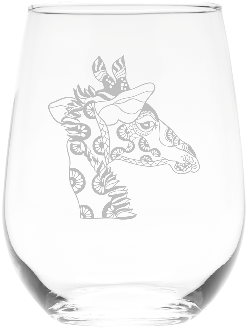 Giraffe Stemless Wine Glass, 17 oz. - 1 Piece - Giraffe Themed Gift for Men and Women