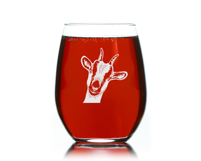 Goat Stemless Wine Glass - Goat Themed Gift for Women and Men - 17 oz. (Style G1)