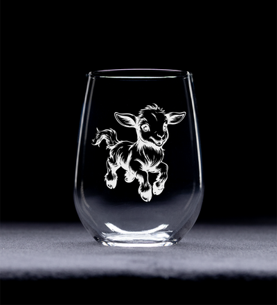 Goat Stemless Wine Glass - Goat Themed Gift for Women and Men - 17 oz (Style G4)
