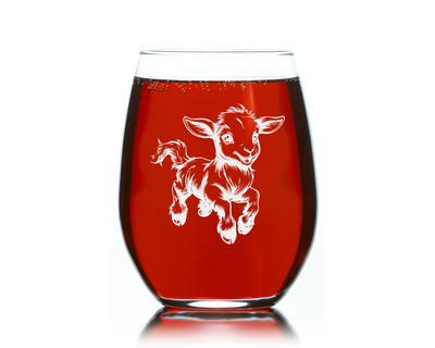 Goat Stemless Wine Glass - Goat Themed Gift for Women and Men - 17 oz (Style G4)