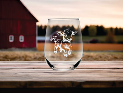 Goat Stemless Wine Glass - Goat Themed Gift for Women and Men - 17 oz (Style G4)