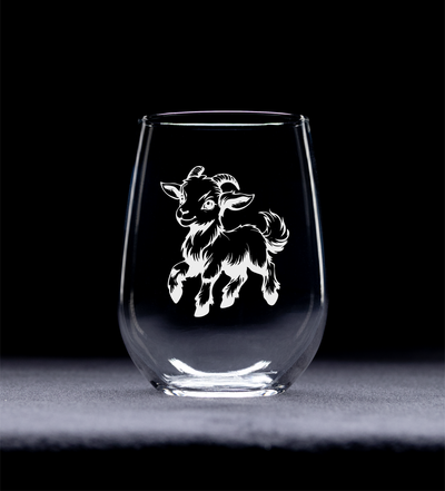 Goat Stemless Wine Glass - Goat Themed Gift for Women and Men - 17 oz (Style G5)