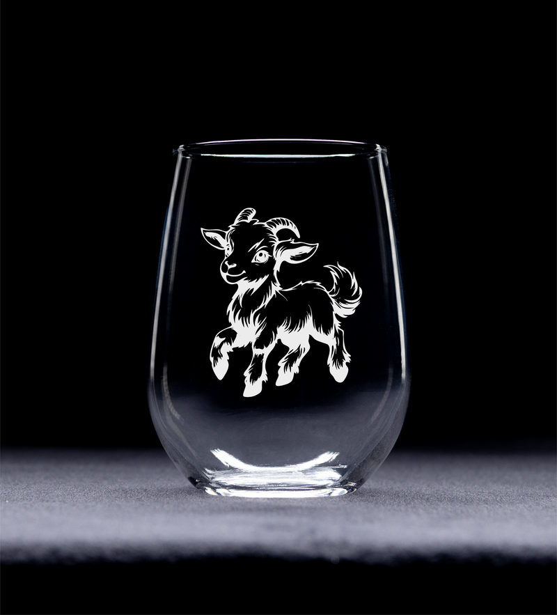 Goat Stemless Wine Glass - Goat Themed Gift for Women and Men - 17 oz (Style G5)