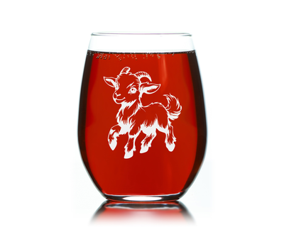 Goat Stemless Wine Glass - Goat Themed Gift for Women and Men - 17 oz (Style G5)
