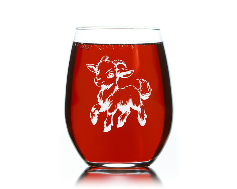 Goat Stemless Wine Glass - Goat Themed Gift for Women and Men - 17 oz (Style G5)