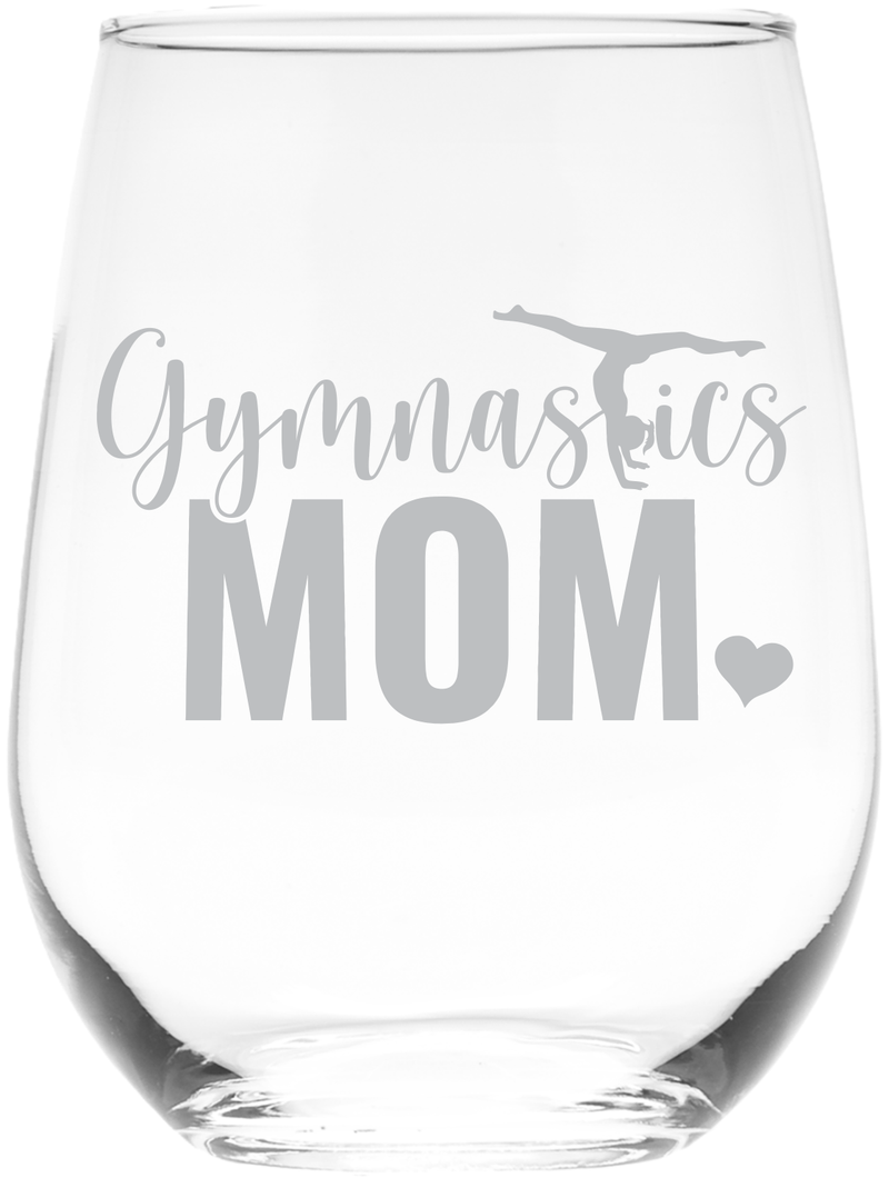 Gymnastics Mom  Stemless Wine glass, 17 oz. - Gift for Mom