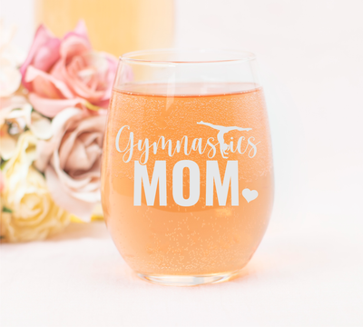 Gymnastics Mom  Stemless Wine glass, 17 oz. - Gift for Mom