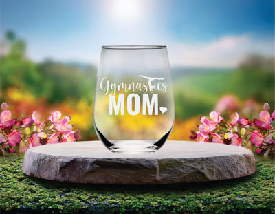 Gymnastics Mom  Stemless Wine glass, 17 oz. - Gift for Mom
