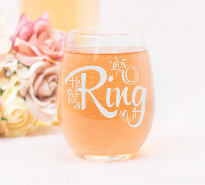 He put a Ring on it 17oz.  stemless wine glass