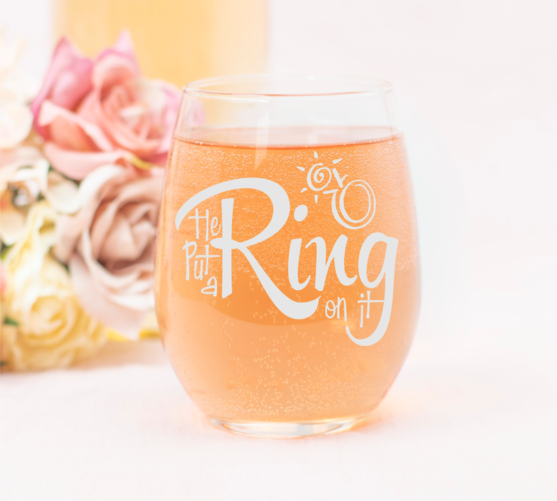 He put a Ring on it 17oz.  stemless wine glass