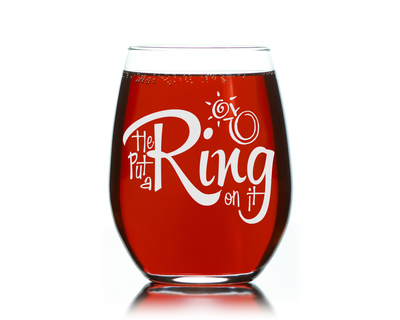 He put a Ring on it 17oz.  stemless wine glass