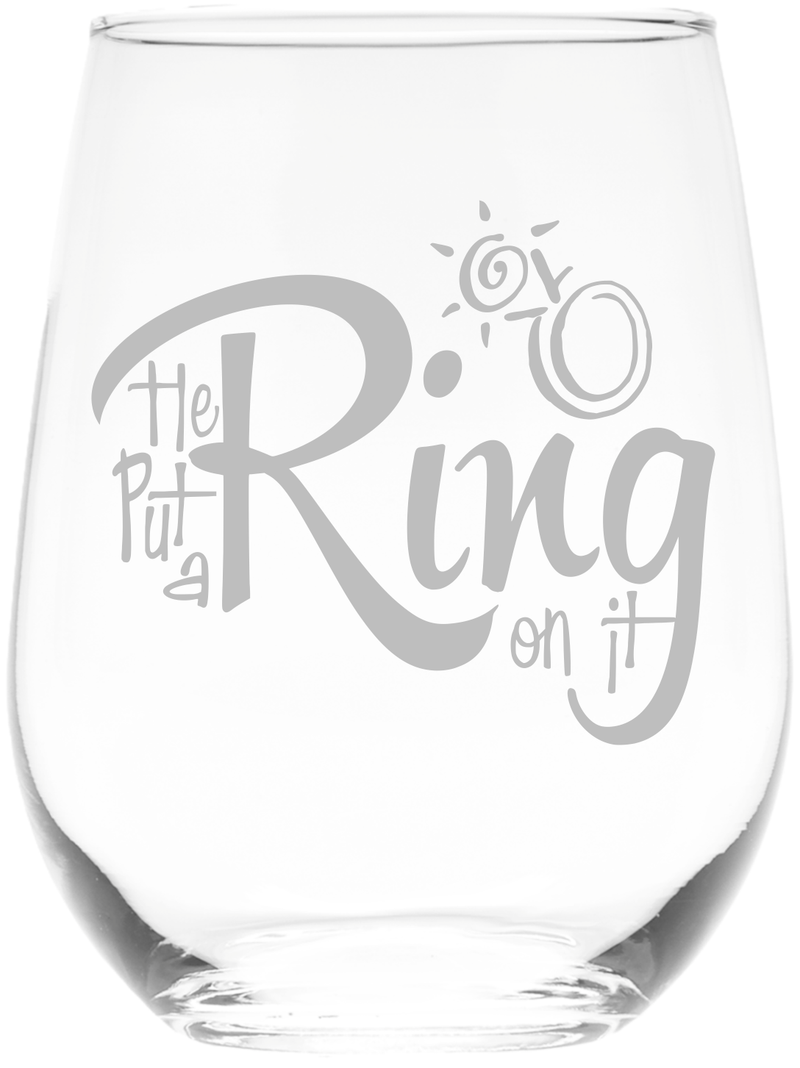 He put a Ring on it 17oz.  stemless wine glass
