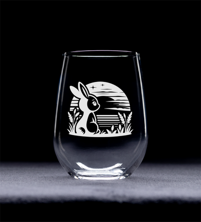 Horizon Bunny Stemless Wine Glass - Decorative Rabbit Design - Bunny Themed Gift for Women and Men - 17 oz.