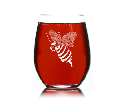Hornet Stemless Wine Glass - Hornet Themed Gift for Men and Women -  17 oz.