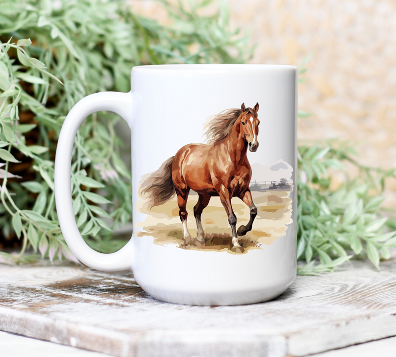 Horse Coffee Mug - Horse Coffee Mug, Ceramic Coffee Mug with Handle, 15 oz