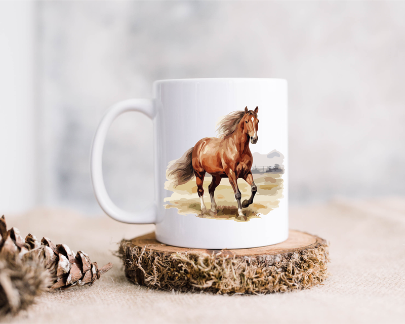 Horse Coffee Mug - Horse Coffee Mug, Ceramic Coffee Mug with Handle, 15 oz