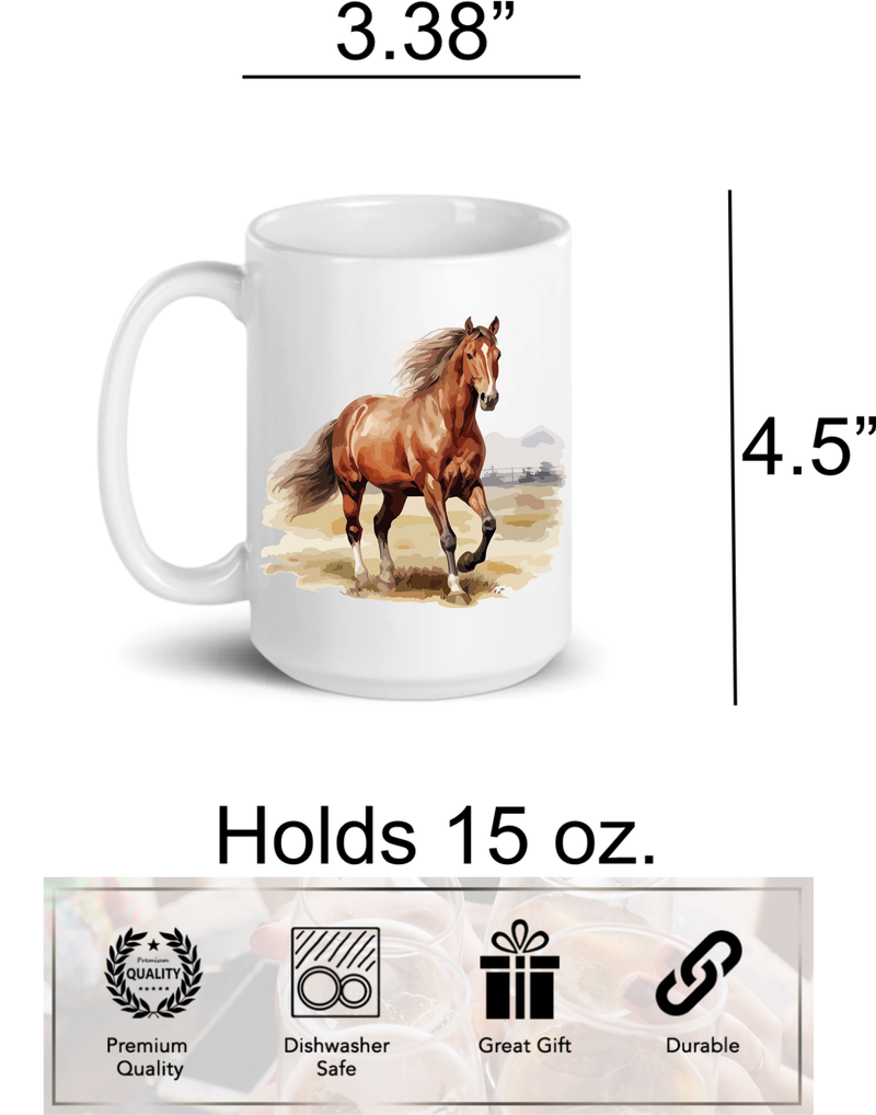 Horse Coffee Mug - Horse Coffee Mug, Ceramic Coffee Mug with Handle, 15 oz