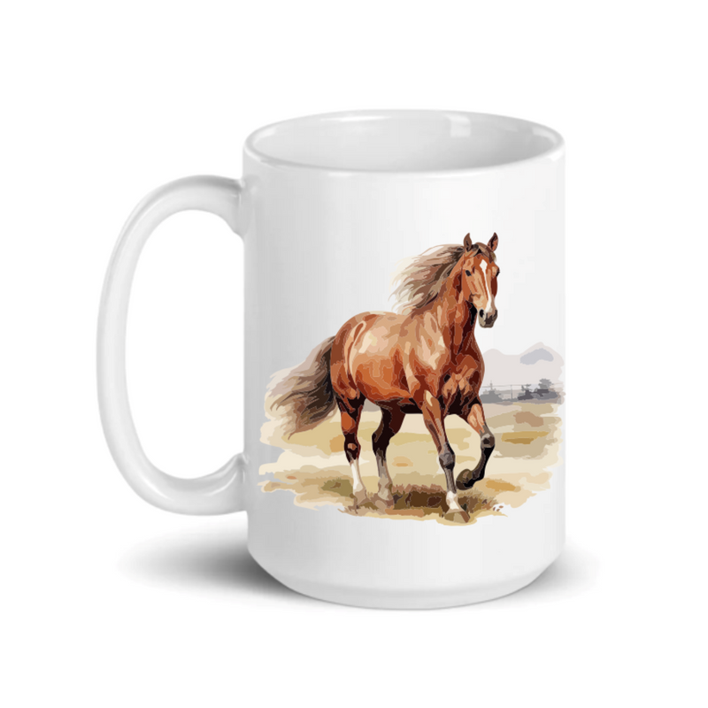 Horse Coffee Mug - Horse Coffee Mug, Ceramic Coffee Mug with Handle, 15 oz