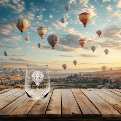 Hot Air Balloon Stemless Wine Glass - Hot Air Balloon Themed Gift for Men and Women -  17 oz.