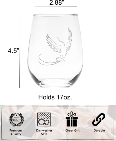 Hummingbird  Stemless wine glass, 17 oz. - Hummingbird Themed Gift for Women and Men  (Style H5)