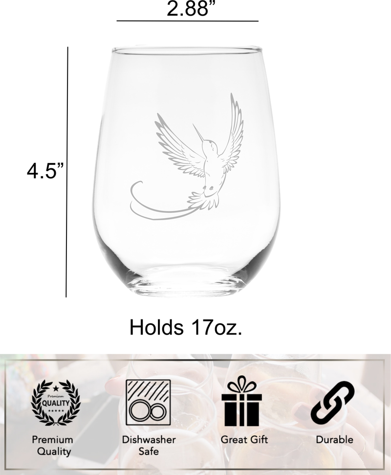 Hummingbird  Stemless wine glass, 17 oz. - Hummingbird Themed Gift for Women and Men  (Style H5)