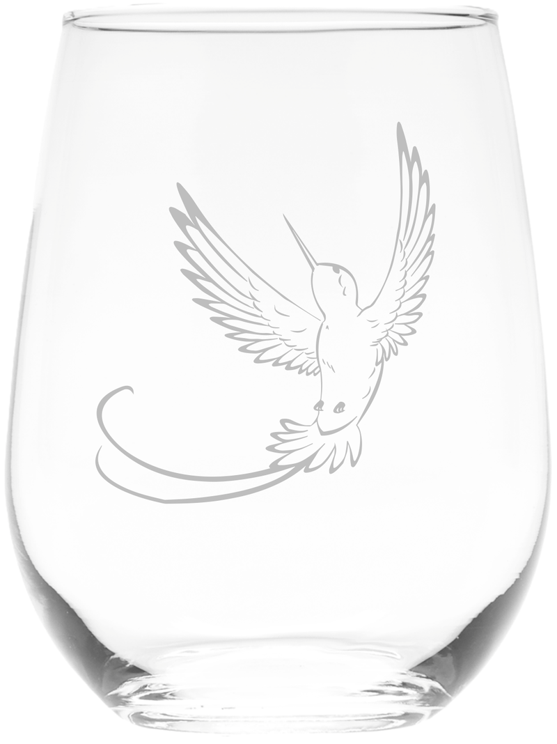 Hummingbird  Stemless wine glass, 17 oz. - Hummingbird Themed Gift for Women and Men  (Style H5)