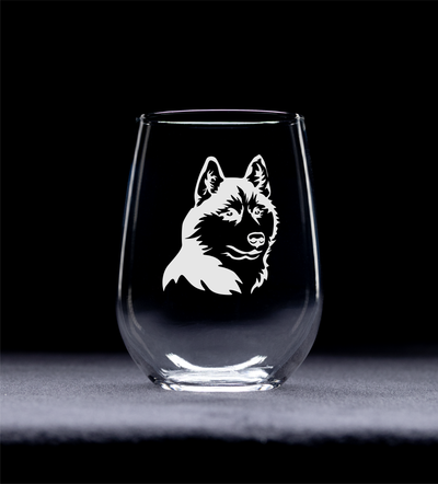 Husky Themed, Dog Stemless Wine Glass - Dog Lover Gift for Men and Women - 17 oz (Style H1)