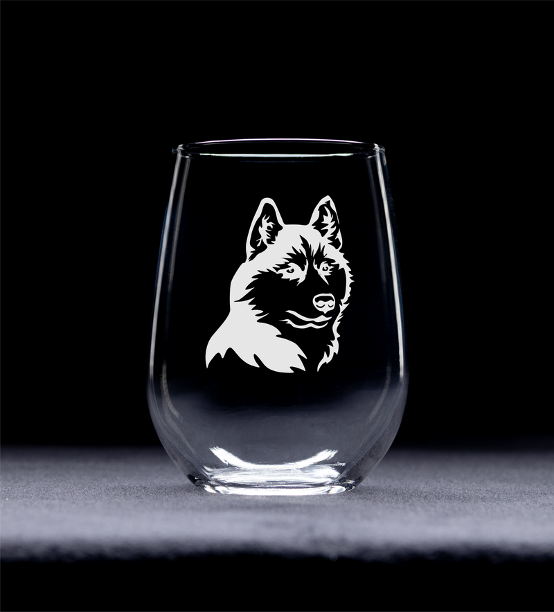 Husky Themed, Dog Stemless Wine Glass - Dog Lover Gift for Men and Women - 17 oz (Style H1)